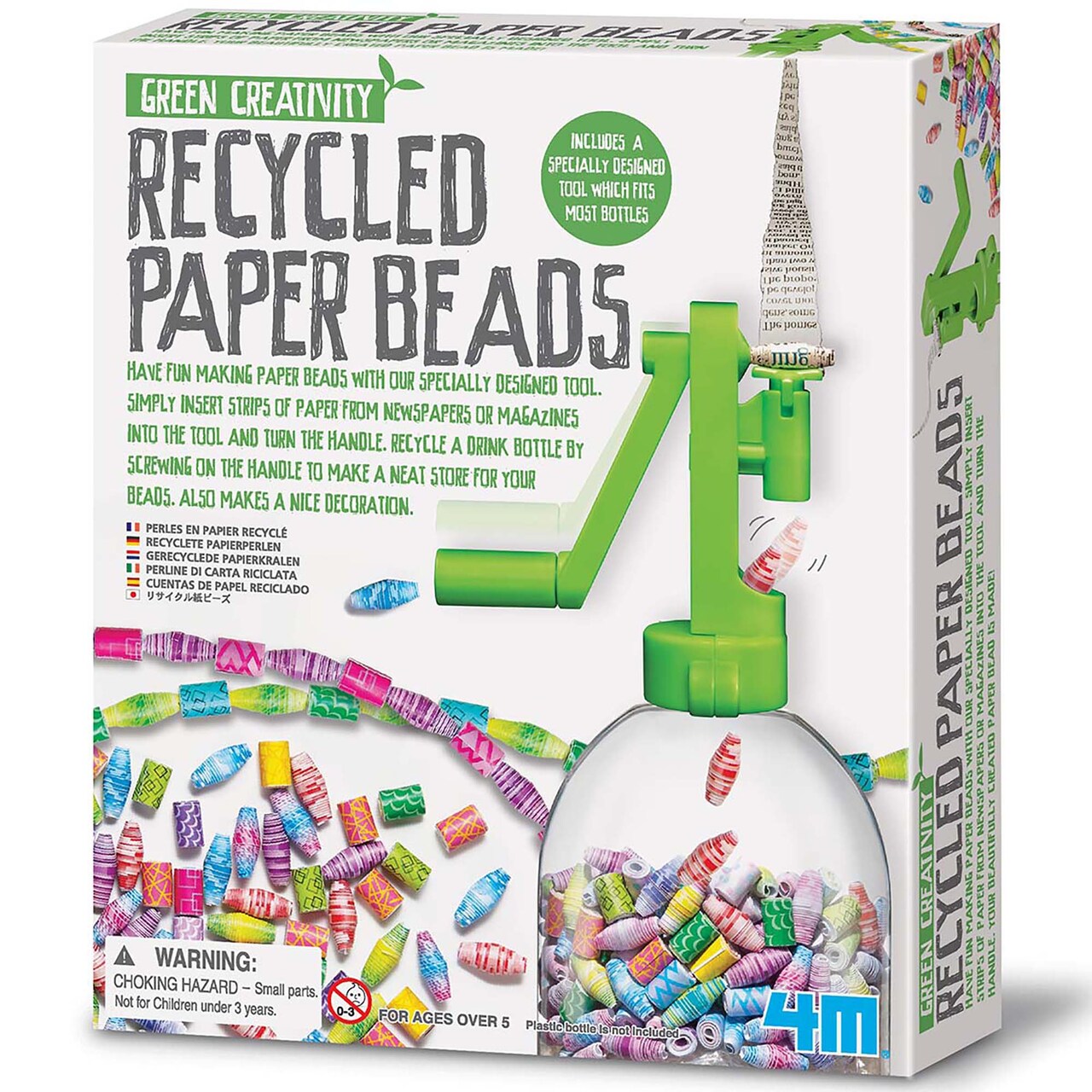 4M: Green Creativity: Recycled Paper Beads - DIY Craft Kit, Winding Bead-Making Tool, Turn Paper Into Jewelry-Decorative Curtains-Mosaics, Kids Age 5+